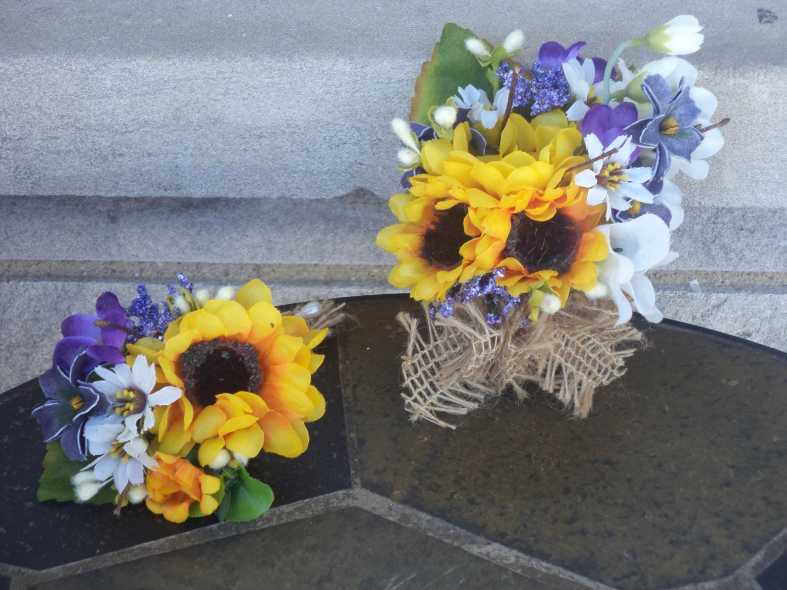 Large Sunflower Purple Daisies and Purple Wild Flowers Silk Etsy