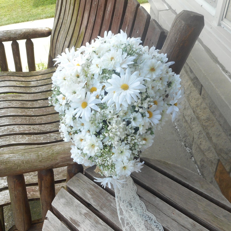 Rustic Wedding Bouquet / Daisy Silk Bridal Bouquet / Country Etsy