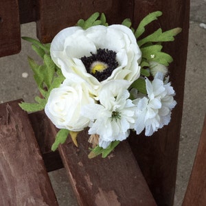 Rustic Wedding Bouquet / Anemone Rose and Daisy Silk Bridal Bouquet / Silk Wedding Flowers / Country Wedding / Rustic Wedding / Fall Wedding image 3