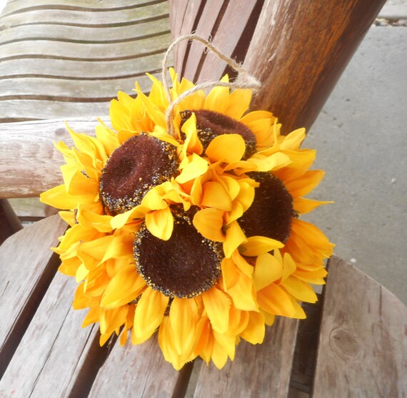 Simply Sunflower Wedding Bouquets | Silk Wedding Flowers | Rustic Wedding  Decorations (small)