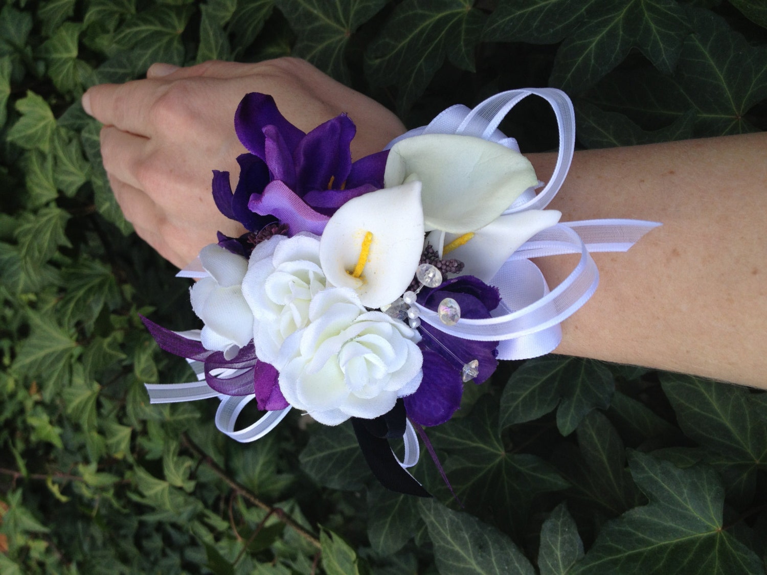 4pcs Artificial Peony Wrist Corsages for Wedding, Bridesmaid Band