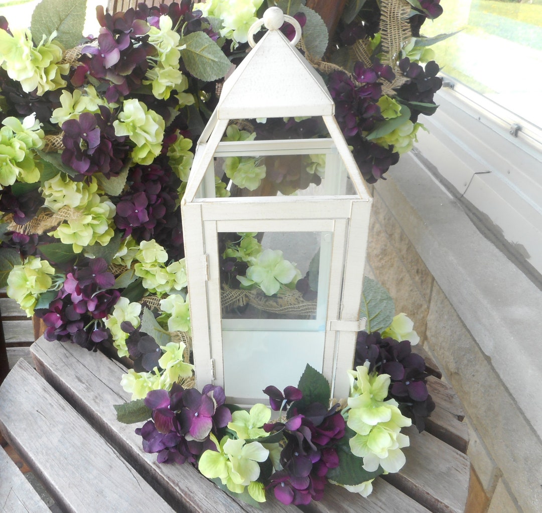 Anillo flor de linterna / linterna decoración de la boda / boda del país  del vino / país pieza central de boda boda / berenjena / de seda de flores  de la boda - Etsy México, image size:1080x1021