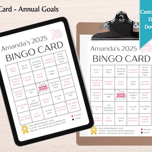 Cartão de Bingo Anual | Jogo de Bingo | Rastreador de Metas | Metas Anuais | Metas Pessoais | Quadro de Visão | Metas Empresariais | Metas SMART | Canva