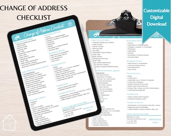 Change of Address Checklist | Real Estate Canva Template (Digital Download)