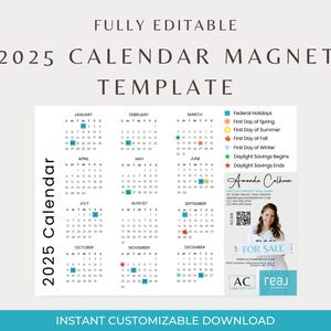 Ano do calendário de 2025 | Modelo de ímã | Marketing | Marketing para pequenas empresas | Marketing imobiliário | Canva