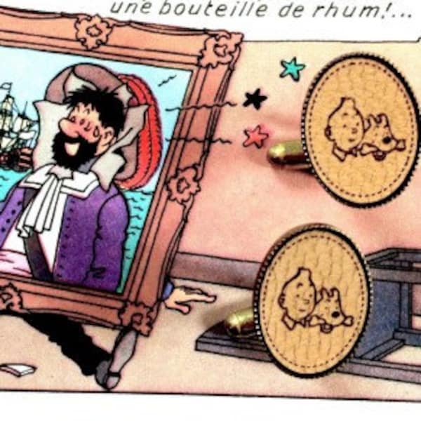 Boutons de manchette Tintin et Milou