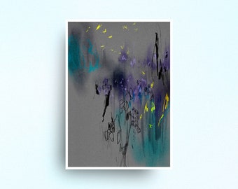 Abstract Flowers "Gloomy Garden" Open Edition Art Print