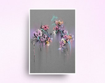 Abstract Flowers "From Me 2 U" Open Edition Art Print