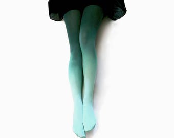 Ombre Tights. AQUA Hand dyed.  Gift Idea