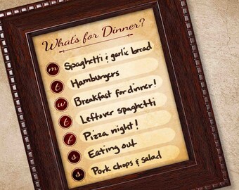 Weekly Menu -- Printable Digital File