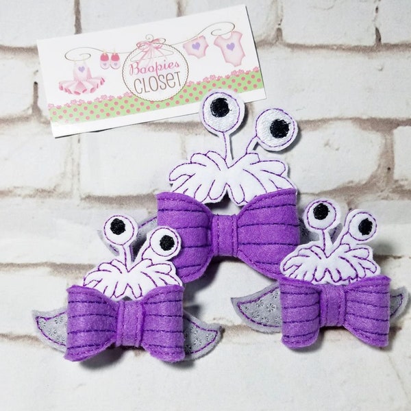 Purple Monster Styled Bows for Adults, Kids & Pets, Bow Styled Headbands, 3D Bow Barrette or Headband, Baby Bows and Headbands, Bowties