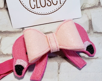 Flamingo Bow Headband: 3D Felt Bow, Girl's Hair Accessory