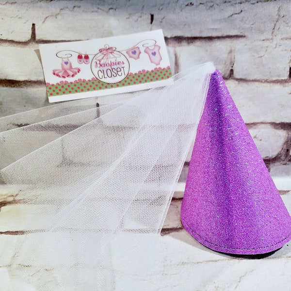 Fairy Tale Sparkle Princess Mini Hat for Adults & Children, Mini Cone Hat, Hat with Veil, Damsel Mini Hat, Medieval Ladies Hat, Mini Hats