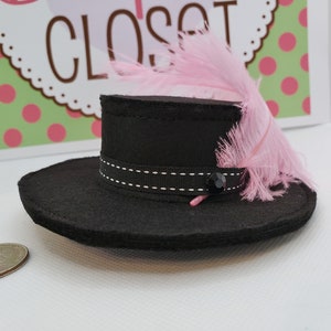 Cavalier Mini Hat with Pink Plume: Renaissance Pet Hat
