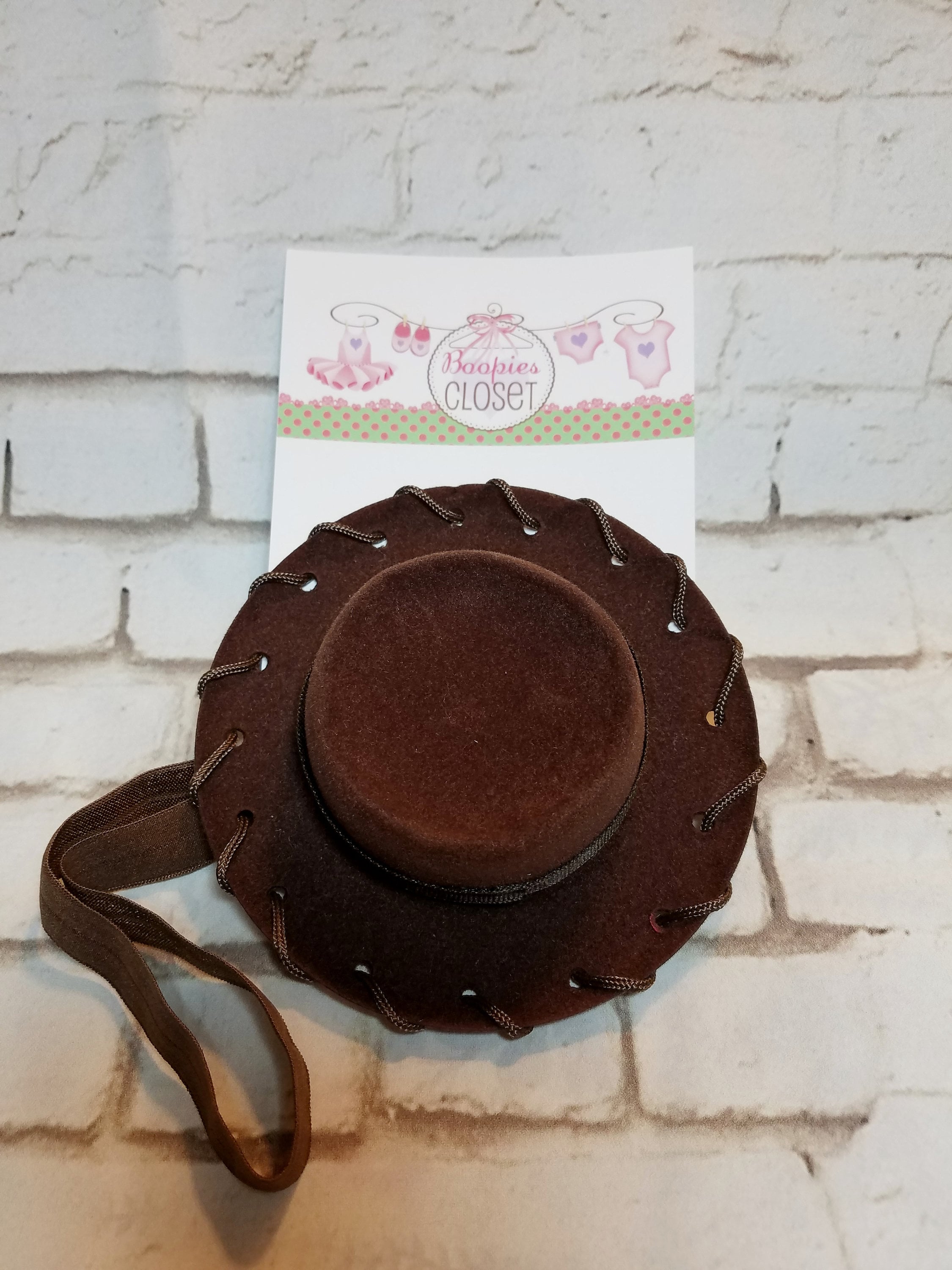 Brown Flat Top Cowboy Hat, Round Cowboy Hat, Mini Cowboy Hats, Mini ...