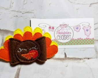 Felt Turkey Bow Headband, Fall Colors, Thanksgiving Accessory