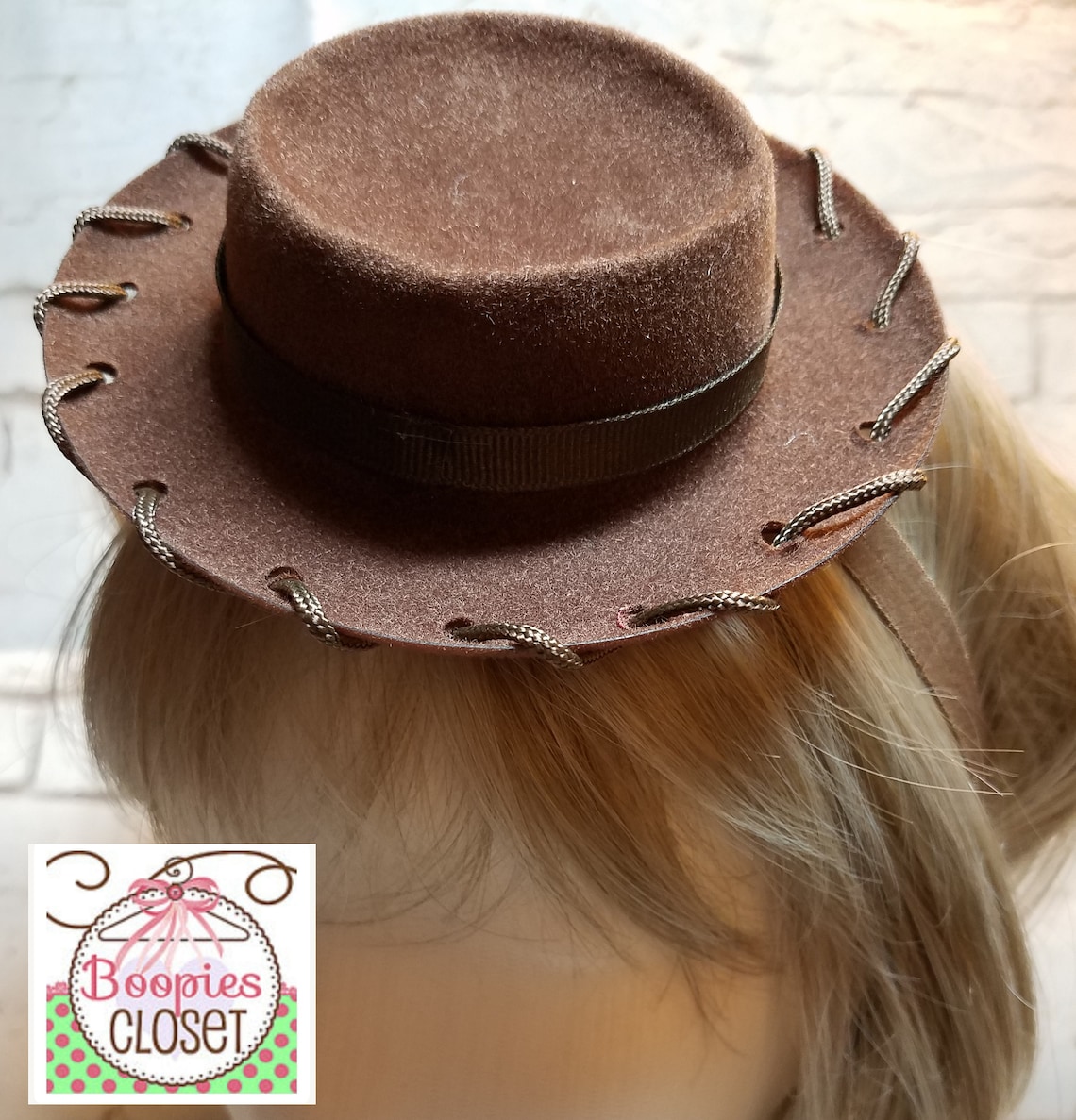 Brown Flat Top Cowboy Hat Round Cowboy Hat Mini Cowboy Hats Etsy