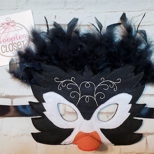 Feathered Penguin Mask, Penguin Bird Mask, Feathered Bird, Penguin Mask for Adults, Penguin Masks for Kids, Custom Exotic Bird Mask