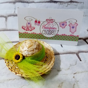 Sunflower Mini Me Straw Hat Barrette, Mini Sun Bonnet Barrette, Mini Hat with Flowers, Sunflower Straw Hat, Straw Hats for Girls, Pet Hats