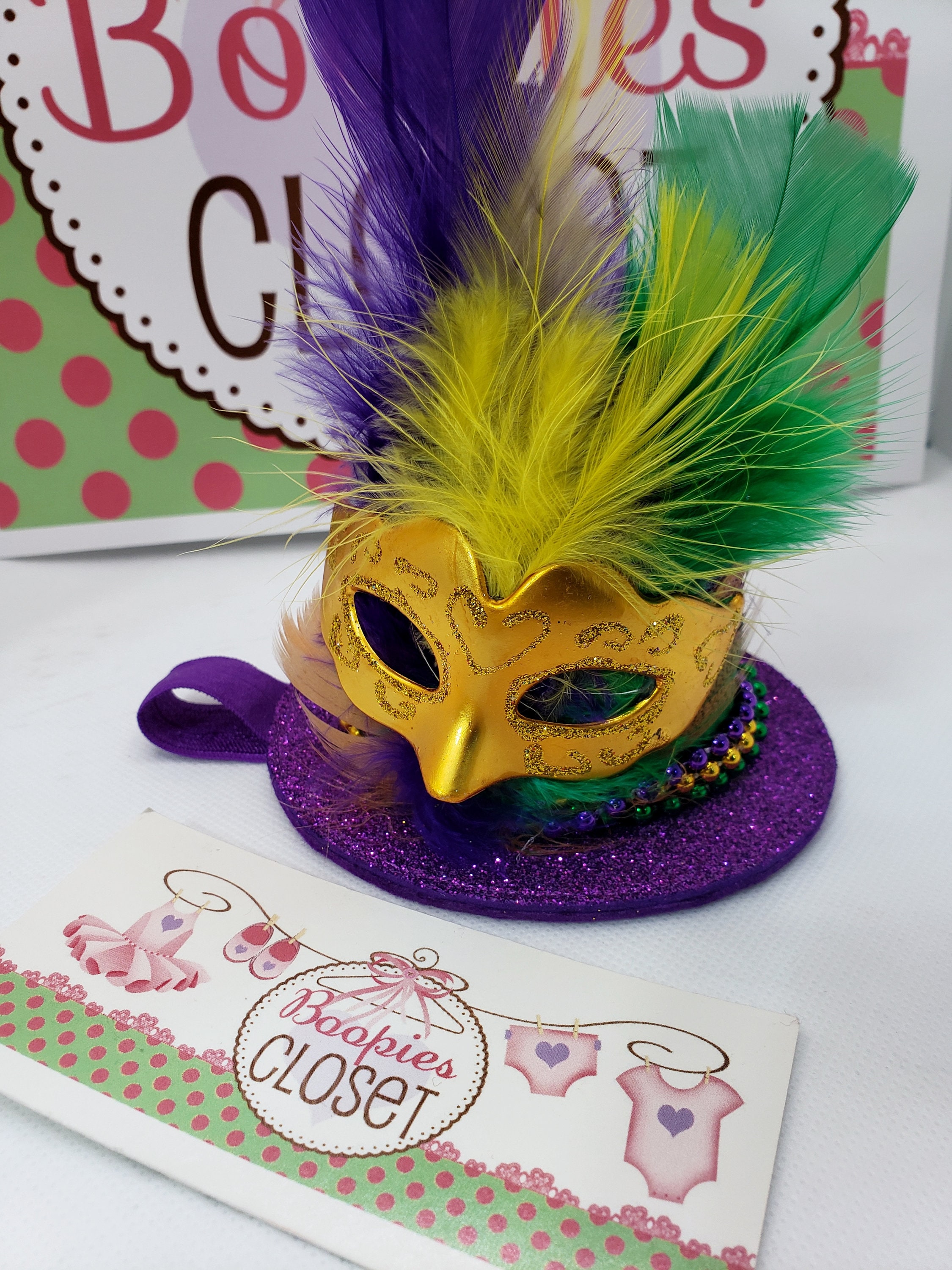 Mardi Gras Sparkle Mini Top Hat: Feathered Mask Headpiece - Etsy