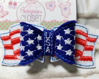 Stars & Stripes USA American Flag 3D Bow, Memorial Day Bow, July 4th Bows, Labor Day Bows, Patriotic Princess Bows for Adults, Kids and Pets