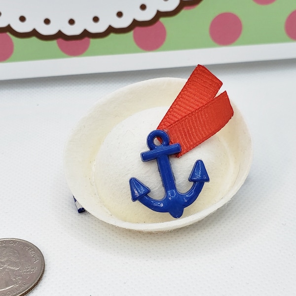 Mini Me Sailor Hat Barrette, Adult Barrette, Children's Barrette, Pet Barrette, Mini Navy Sailor Barrette