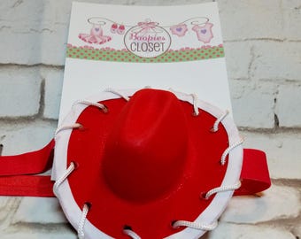 Jess Mini Red Cowgirl Hat for Adults, Children and Pets, Story of Toys Jess Cowboy Hat, Cowgirl Hat Headband, Cowboy Hat, Mini Hat, Pet Hats