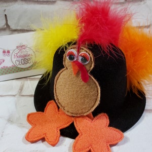 Thanksgiving Turkey Top Hat for Adults & Children, Thanksgiving Holiday Top Hats, Turkey Mini Hats, Thanksgiving Mini Hats, Mini Hats