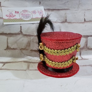 Military Sparkle 3-inch Mini Top Hat for Adults & Children, Soldier Hat, Bandleader Hat, Ringmaster Top Hat, Circus Top Hat, Majorette Hat