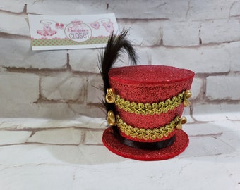 Military Sparkle 3-inch Mini Top Hat for Adults & Children, Soldier Hat, Bandleader Hat, Ringmaster Top Hat, Circus Top Hat, Majorette Hat