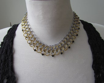 Gold & Black Ice Chainmail Choker