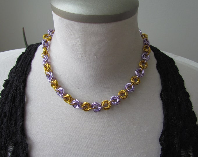Lavender & Gold Mobius Knot Choker Necklace