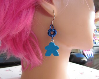 Meeple Rosette Earrings BLUE