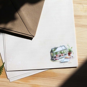 Set da scrittura per lettere - Cancelleria botanica dall'aspetto vintage, set da cancelleria per giardini, cancelleria per piante, set di carta da scrittura, A5 più buste