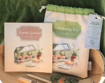 Gardening Gift Set, Pocket Garden Journal, Mini gardening kit, plastic free gardening