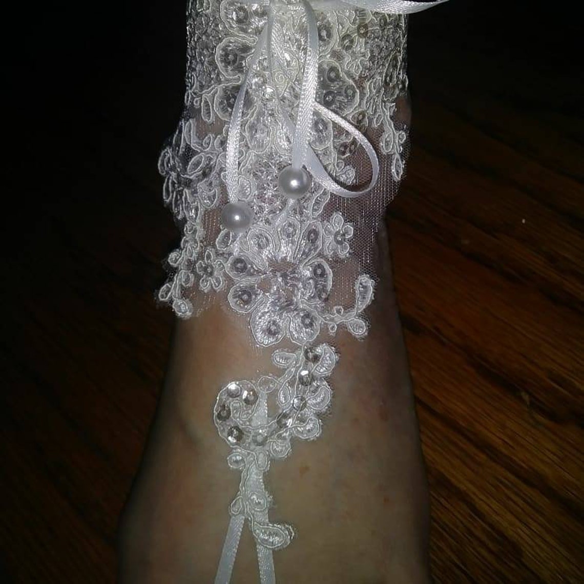 Bridal Barefoot Sandals Beaded Lace Foot Thong Jewelry for Etsy