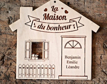 Personalized wooden decoration house of happiness personalized Valentine&#39;s Day gift idea, layout, interior home decor, family gift