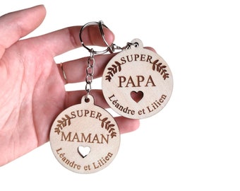 Porte clé fête maman papa, idée originale personnalisée, cadeau homme, cadeau pas cher, super papa, je t'aime maman,cadeau remerciement