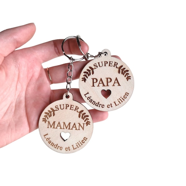 Porte clé fête maman papa, idée originale personnalisée, cadeau homme, cadeau pas cher, super papa, je t'aime maman,cadeau remerciement