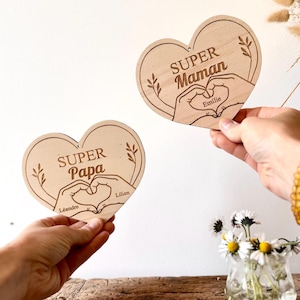 Carte fête des pères ou mères personnalisée cœur- Super Papa,Maman-idée cadeau fête des pères ou fête des mères, super papa, super maman