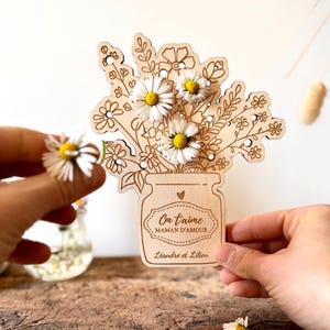 Bouquet personnalisé à piquer Bonne fête maman, idée cadeau originale pour la fête des mères, décoration personnalisable, "Je t'aime" maman