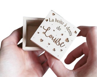 Boîte à dents bois à personnaliser, cadeau enfant, petite souris, coffret dents, boite dents de lait, bois bois dent, boite enfant