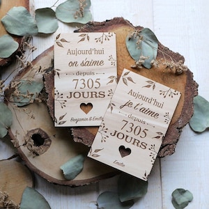Carte "Aujourd’hui je t’aime depuis... jours/ans" cadeau personnalisé couple, cadeau St Valentin,cadeau rencontre, anniversaire mariage image 4