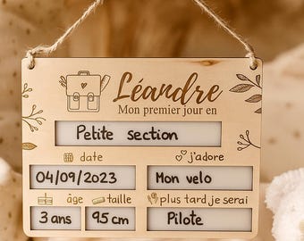 Pancarte rentrée ardoise bois, mon premier jour, dernier école, décoration enfant école, cadeau rentrée ou fin année scolaire nounou crèche