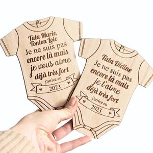 Carte - bodie -  annonce originale grossesse naissance, bébé arrive bientôt, cadeau annonce, cadeau original demande parrain marraine,