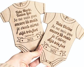 Carte - bodie -  annonce originale grossesse naissance, bébé arrive bientôt, cadeau annonce, cadeau original demande parrain marraine,