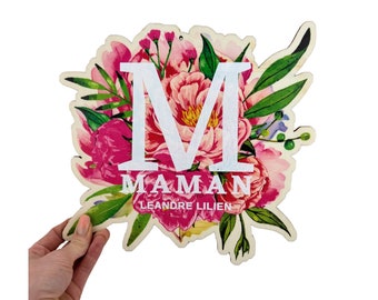 Décoration murale  maman prénoms personnalisable,  cadeau fête des mères,souvenir cadeau original maman, anniversaire femme, super maman