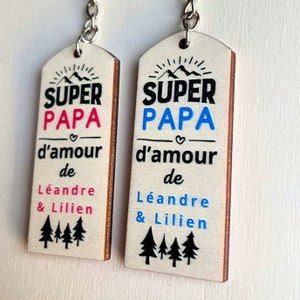 Customizable wooden dad key ring, Father's Day gift, birthday key ring, gift for him, moving in gift, super loving dad image 8