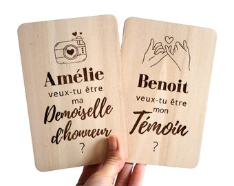 Wooden card request witness/bridesmaid, wedding announcement, special original surprise request, do you want to be, personalized card