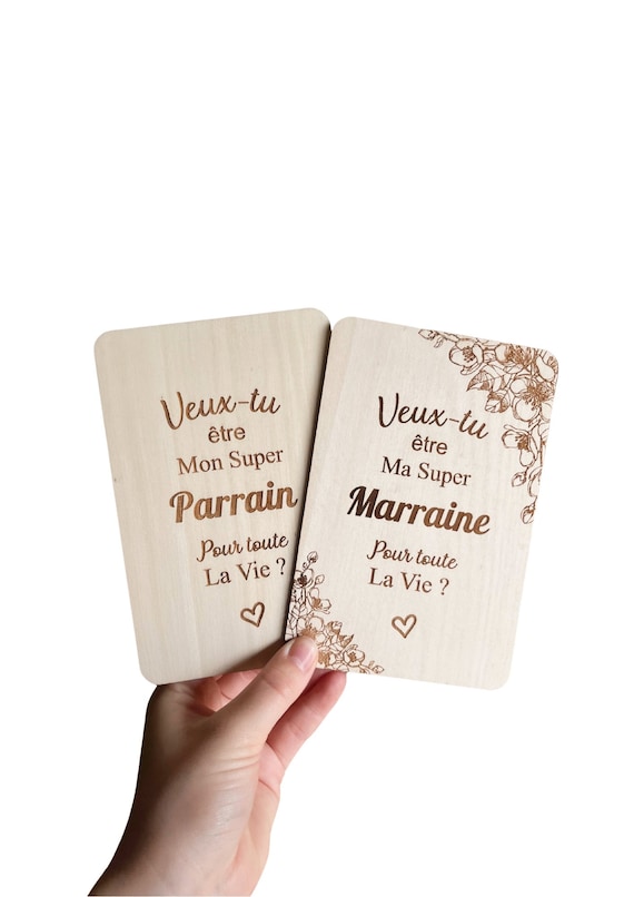 Carte "Veux-tu être Mon Parrain ?" - Dorure Rose, Papier Premium 350g, Enveloppe Et Sceau De Cire Inclus - 10